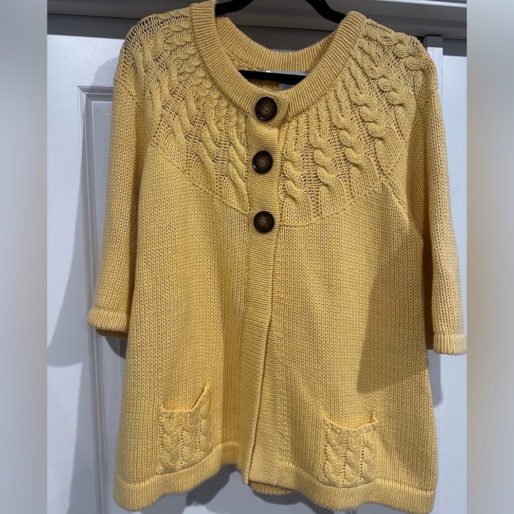 Jillian & Nicole Yellow Cable Knit Women's Sweater size Large